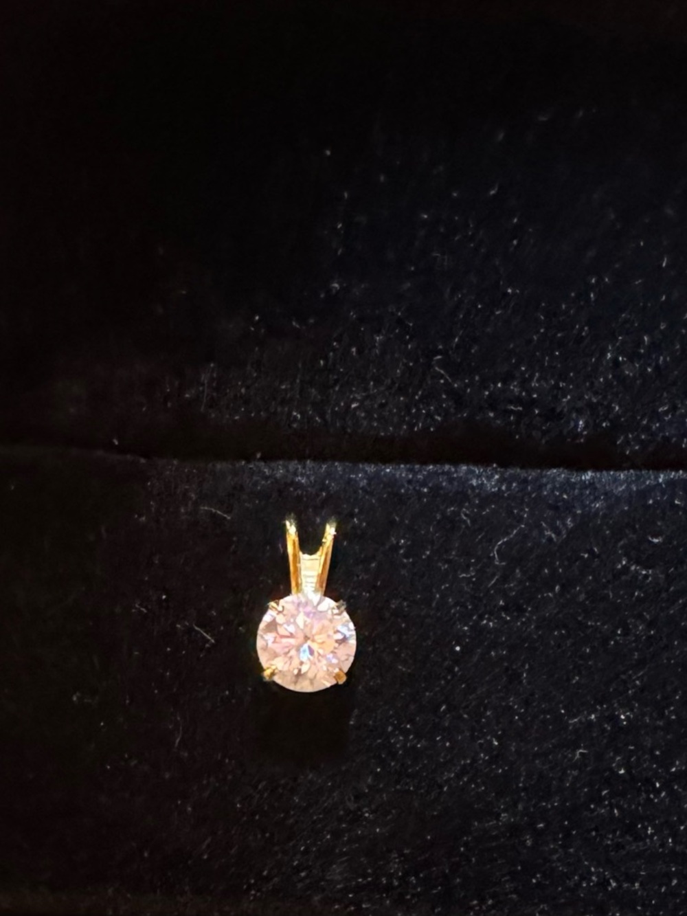 14K Gold Solitaire Moissanite Pendant - Picture 2 of 4